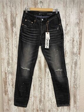 Purple Men's Black Washed Slim Fit Low Rise Jeans